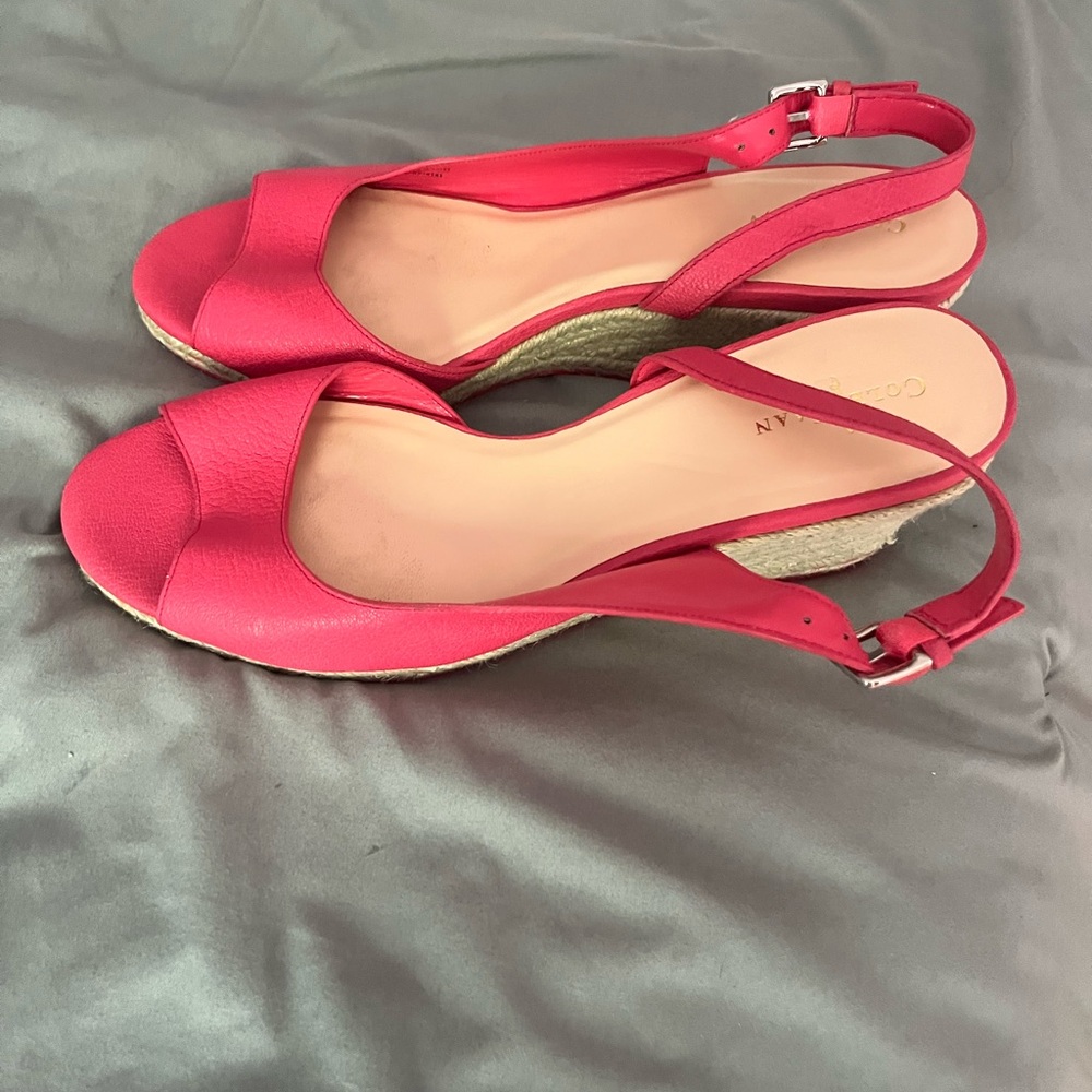 Cole Hahn pink wedge sandals.